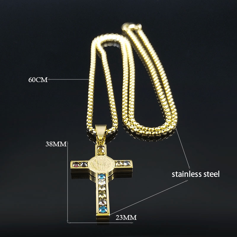 Saint Benedict Cross Mix Bible 12 Crystal Necklace - The Heavenly