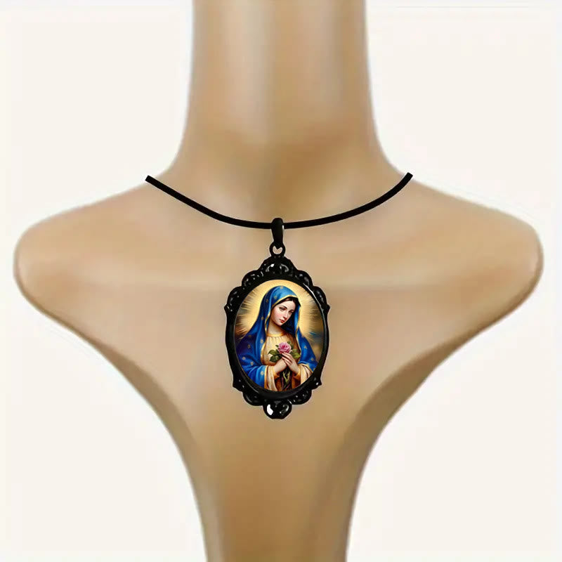 Gothic Style Vintage Border Our Lady of Guadalupe Necklace - The Heavenly