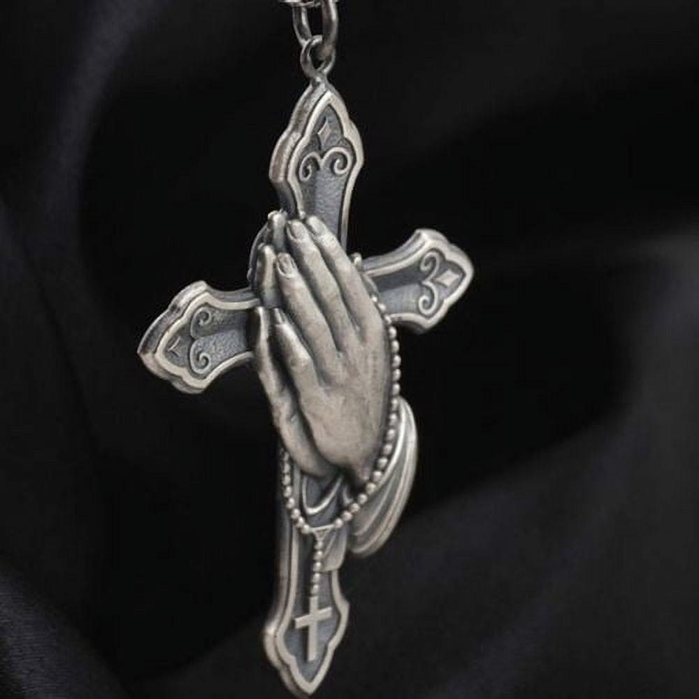 Praying Hands Cross Pendant Titanium Necklace - The Heavenly