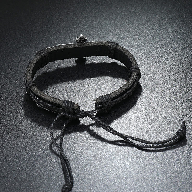 Old Crafted Style Cross Pendant Leather Drawstring Adjustable Faithful Bound - The Heavenly