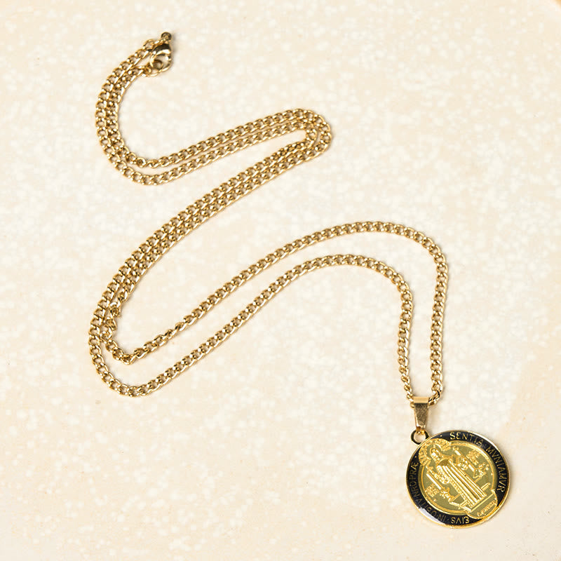 2 Color St. Benedict Symbol Protection Faith Pendant Necklace - The Heavenly