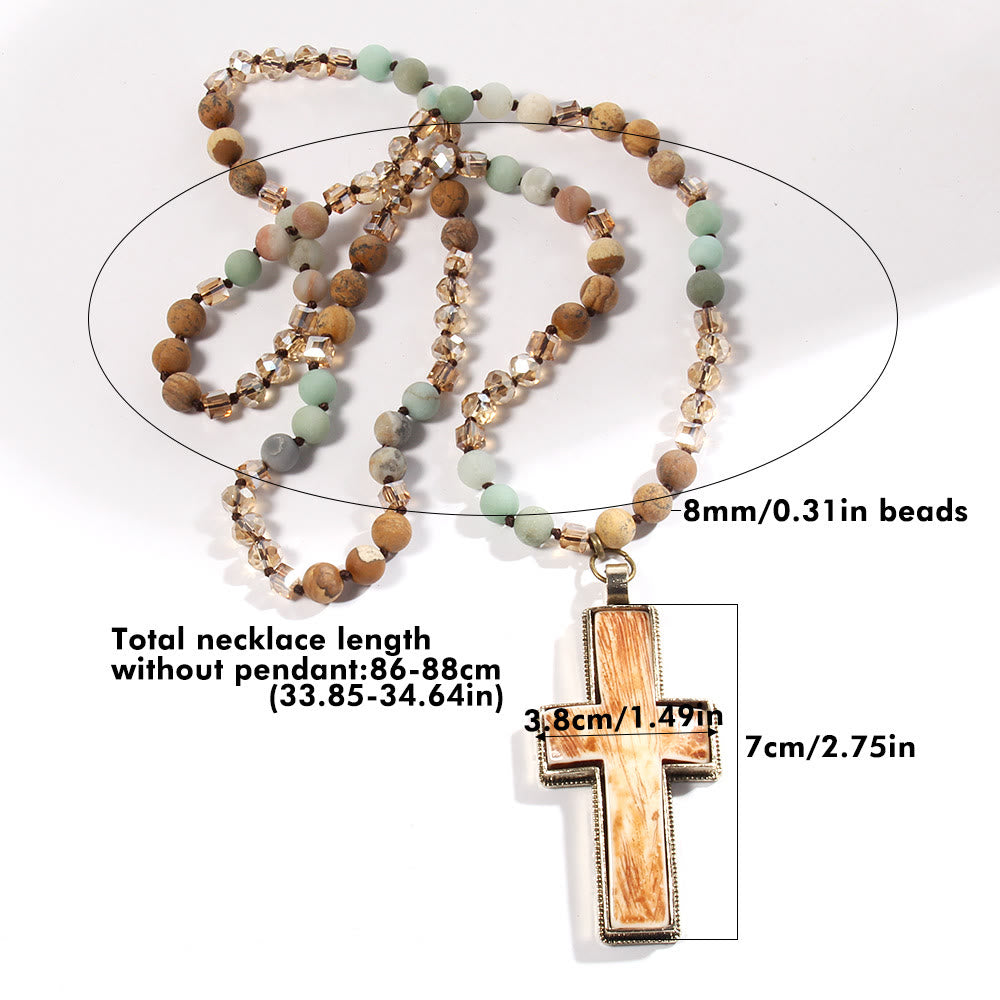 Graceful Devotion Beaded Cross Necklace - The Heavenly