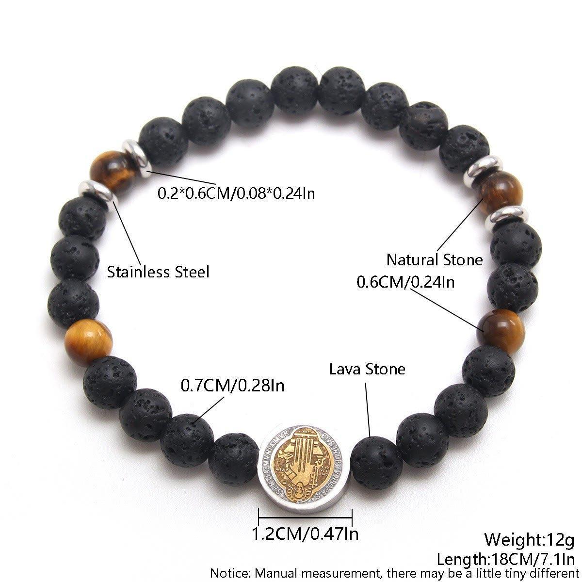 Volcanic Stone Yellow Tiger Eye St. Benedict Bracelet - The Heavenly