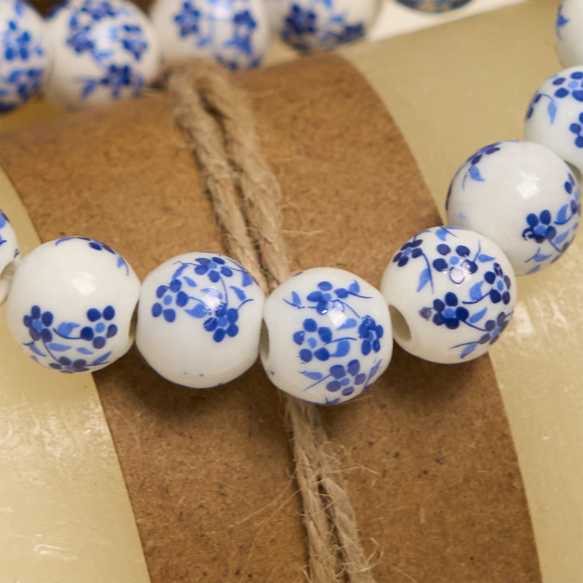 Blue & White Beaded Floral Bracelet with Miraculous Medal - The Heavenly