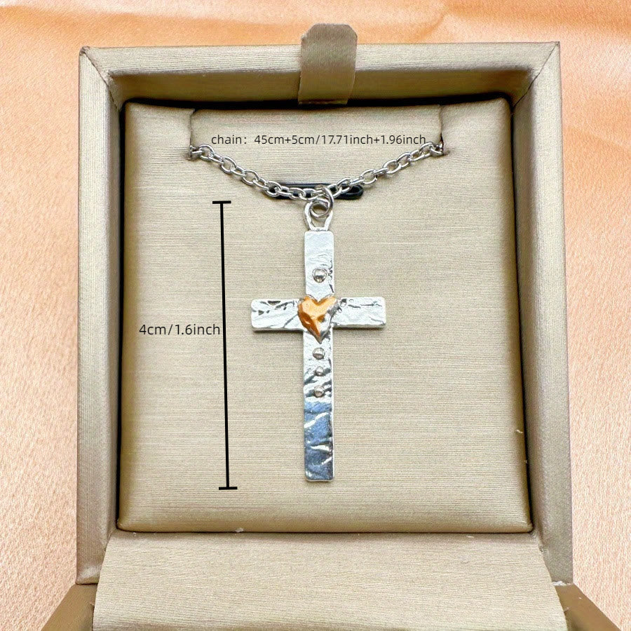 Dual-Tone Cross Necklace - The Heavenly