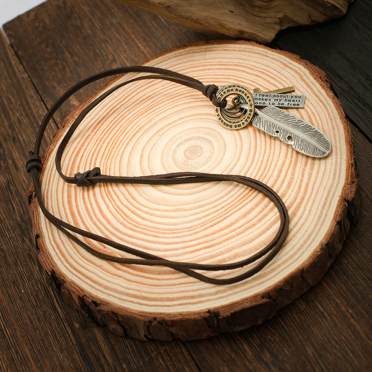 Feather Cross Pendant Leather Necklace - The Heavenly