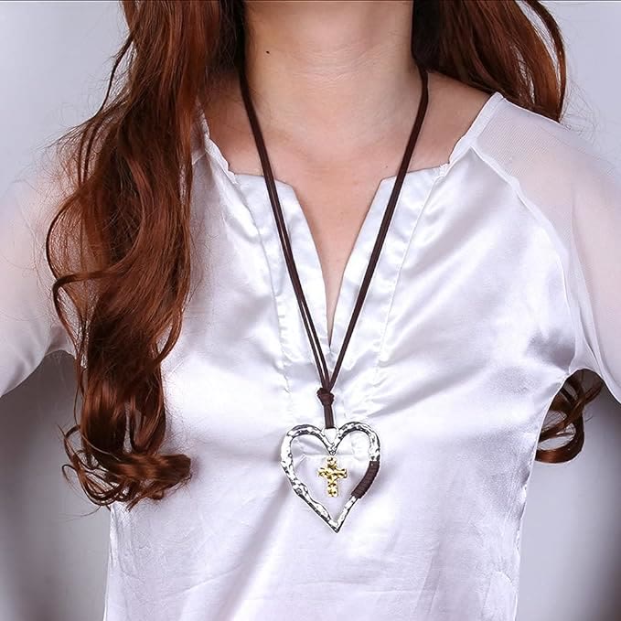 Alloy Heart Cross Pendant Necklace - The Heavenly