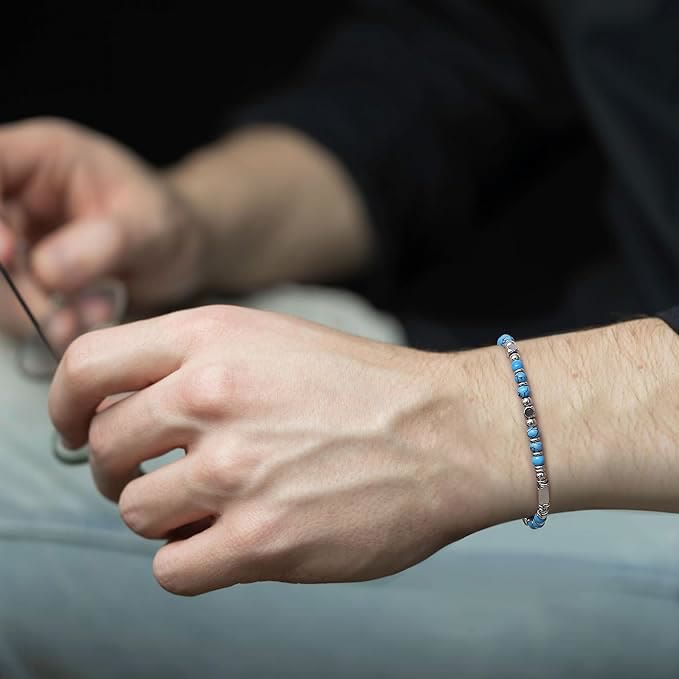 Turquoise Cross Healing Bead String Bracelet - The Heavenly