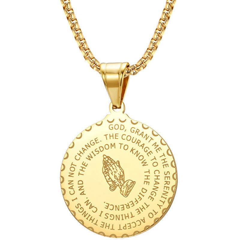 Praying Hands Round Plaque Necklace - The Heavenly