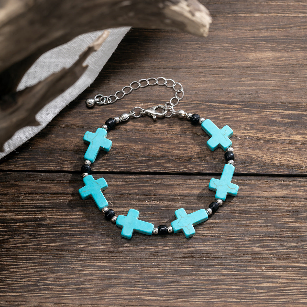 Crucifix Prayer Beaded Turquoise Bracelet - The Heavenly