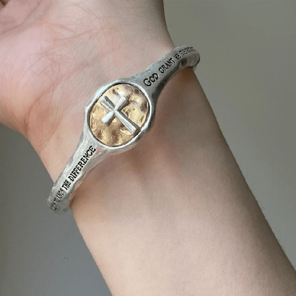God's Gift Vintage Prayer Engraved Cross Bracelet - The Heavenly