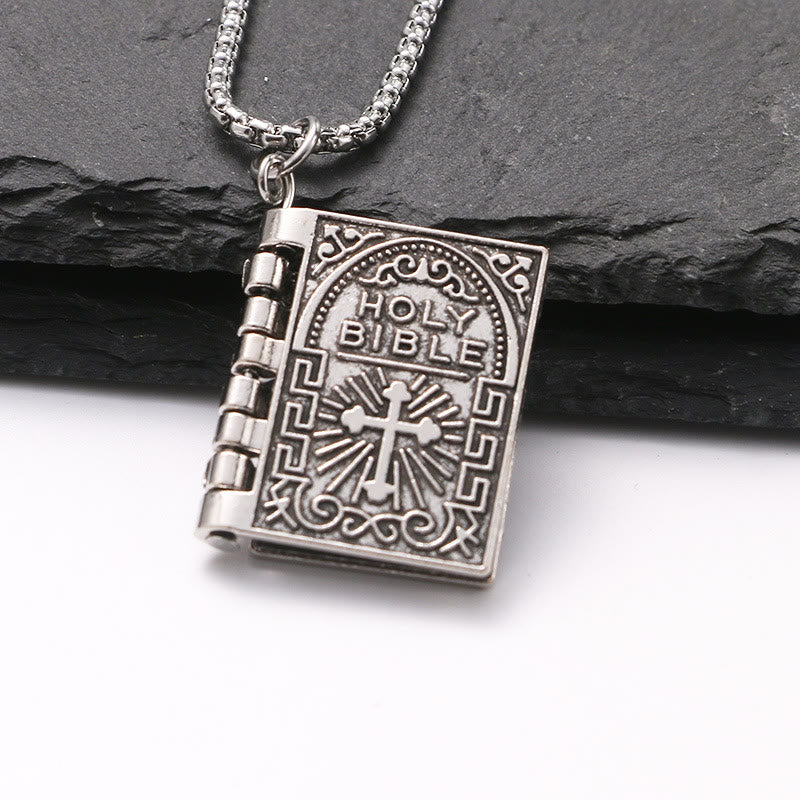 Turnable Holy Bible Pendant Christian Necklace - The Heavenly