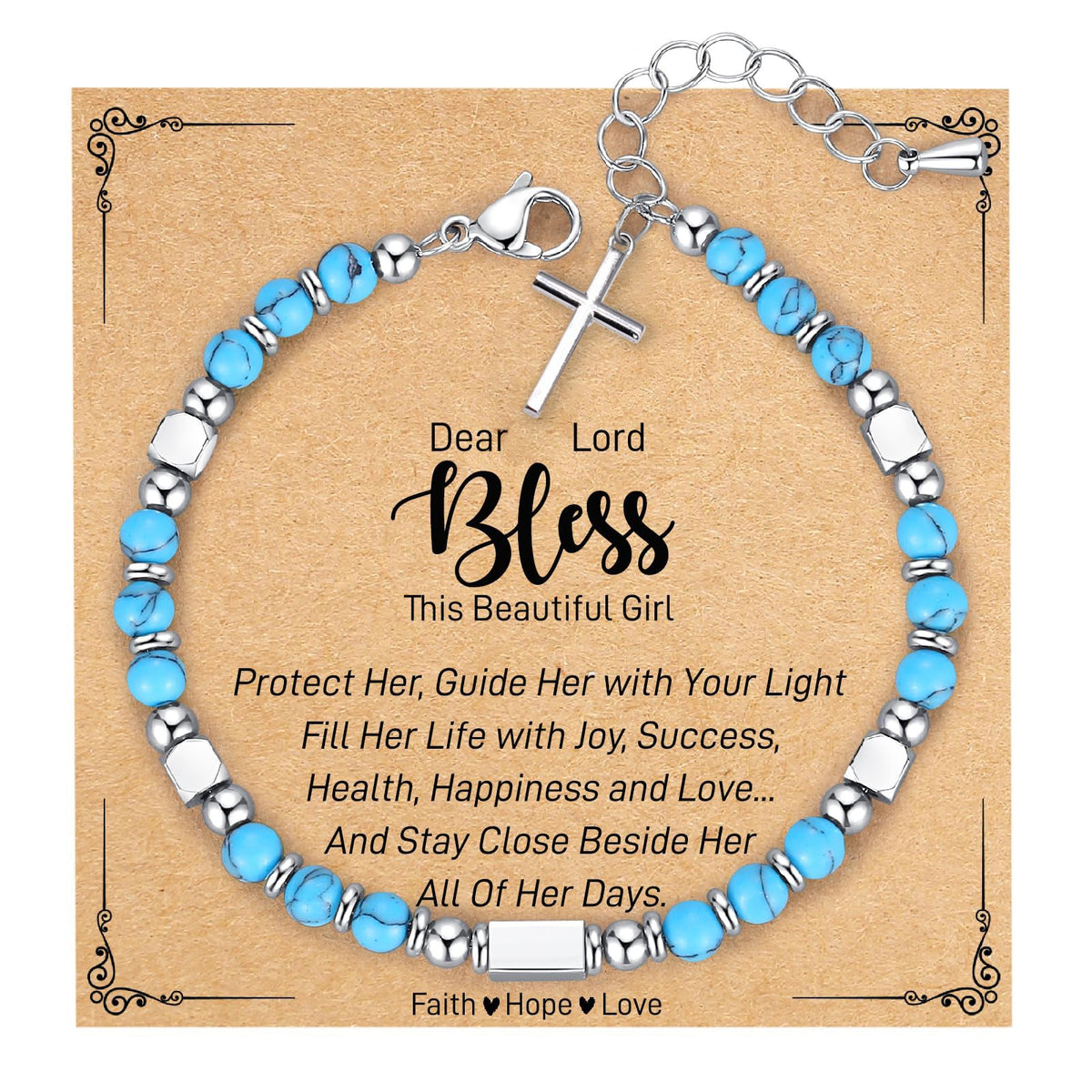 Turquoise Cross Healing Bead String Bracelet - The Heavenly