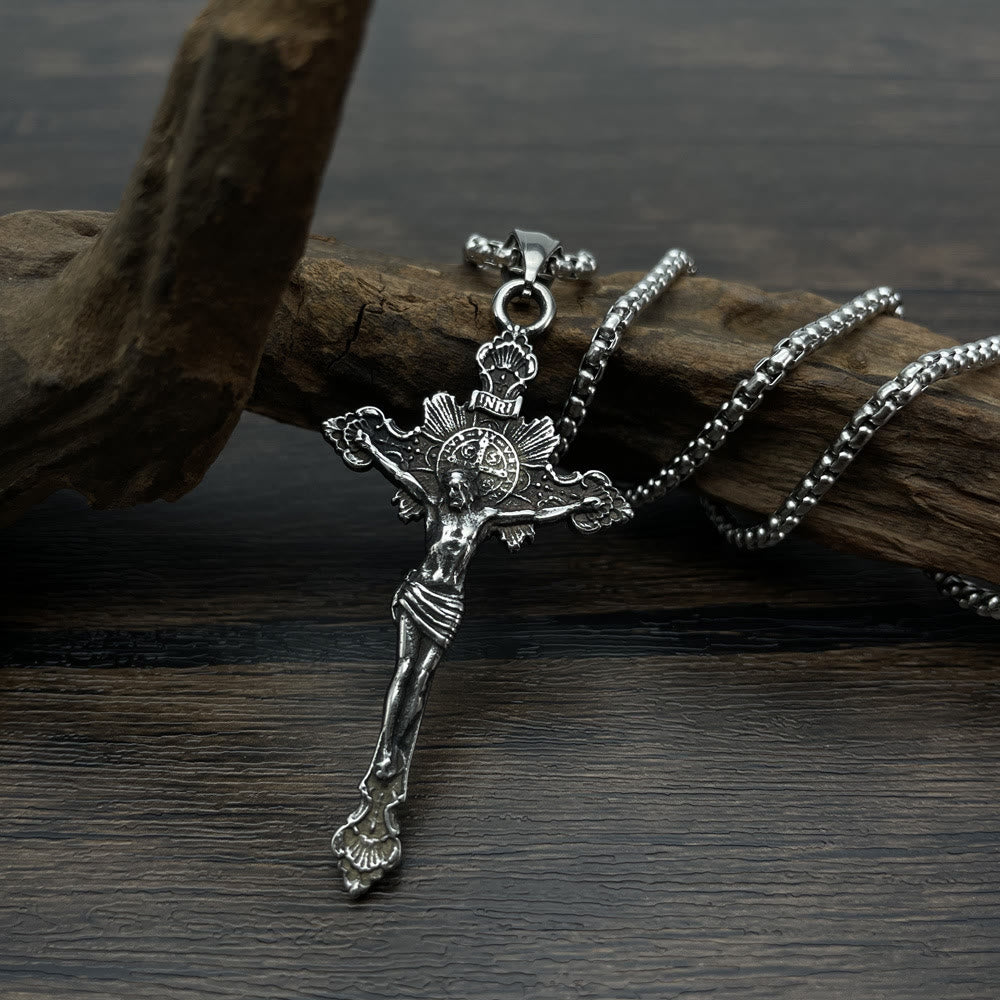 St. Benedict Symbol Crucifix Necklace - The Heavenly