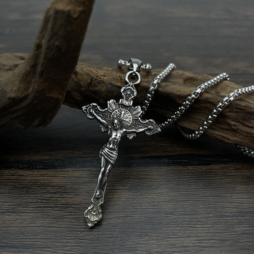 St. Benedict Symbol Crucifix Necklace - The Heavenly