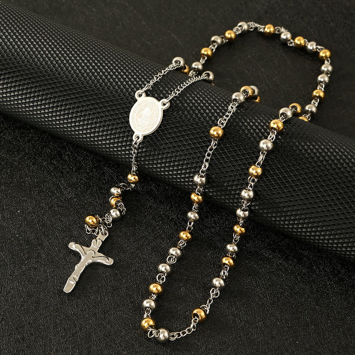 Stainless Steel Beads St. Benedict Crucifix Rosary - The Heavenly