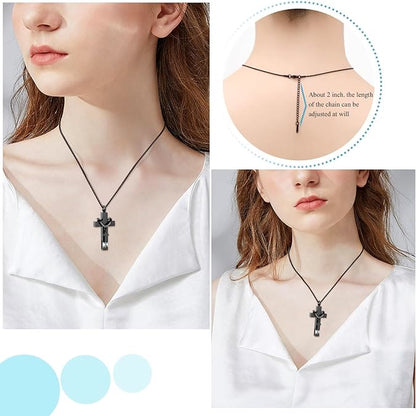 12 Months Birthstone Double Cross Ashes Urn Pendant Necklace - The Heavenly