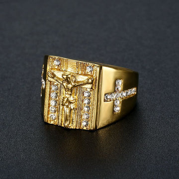 Zirconia Set Crucifix Jesus Religious Ring - The Heavenly