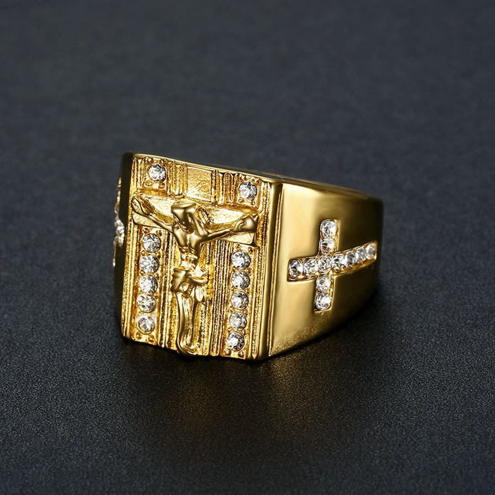 Zirconia Set Crucifix Jesus Religious Ring - The Heavenly