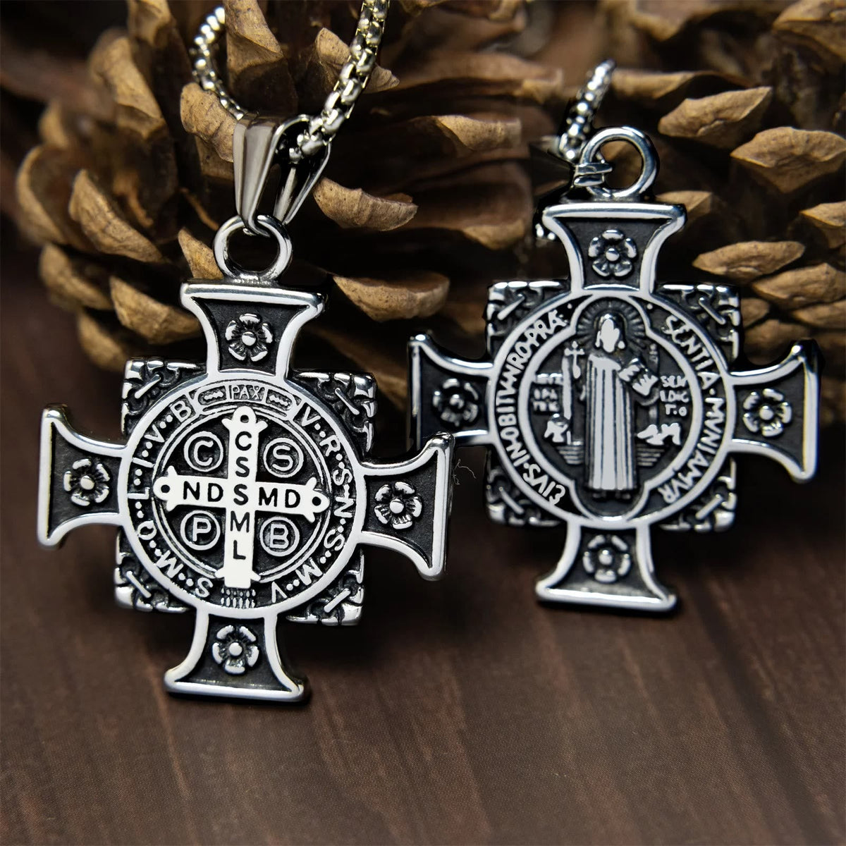 Saint Benedict Protection Medal Cross Pendant Necklace - The Heavenly
