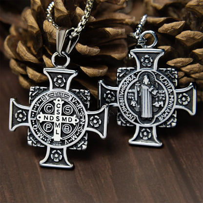 Saint Benedict Protection Medal Cross Pendant Necklace - The Heavenly
