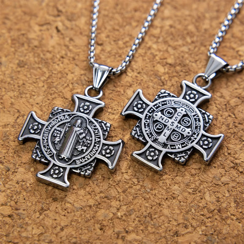 Saint Benedict Protection Medal Cross Pendant Necklace - The Heavenly
