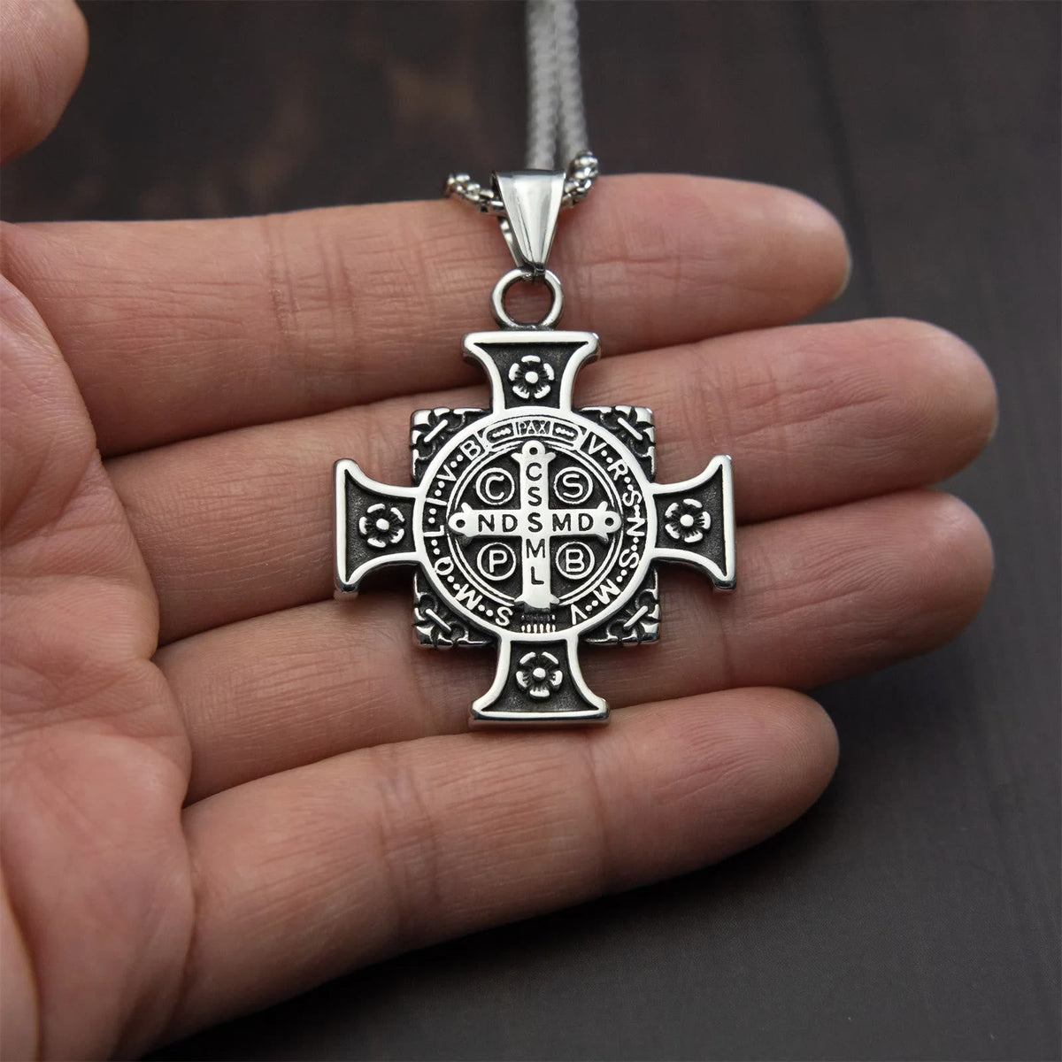 Saint Benedict Protection Medal Cross Pendant Necklace - The Heavenly