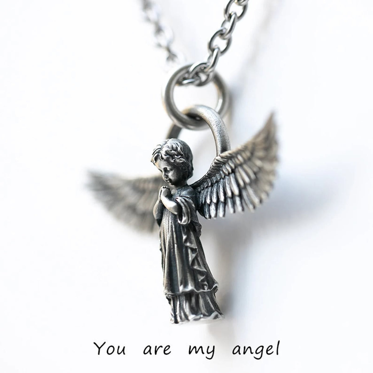 Spread-winged Praying Angel Protection Necklace - The Heavenly