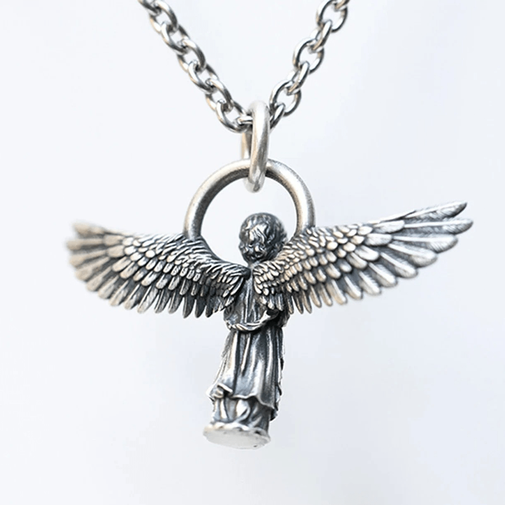 Spread-winged Praying Angel Protection Necklace - The Heavenly