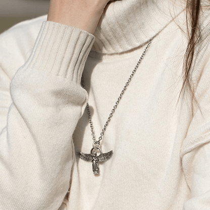 Spread-winged Praying Angel Protection Necklace - The Heavenly