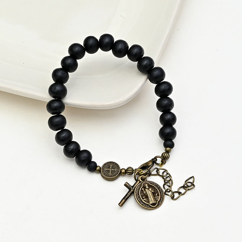 Ebony Beads St. Benedict the Blessed Protection Bracelet - The Heavenly
