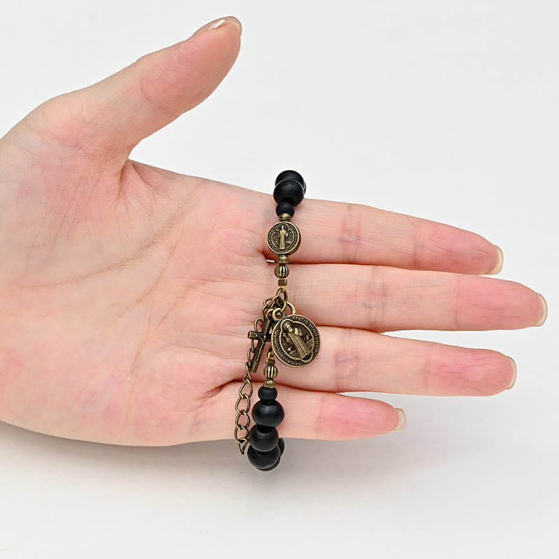 Ebony Beads St. Benedict the Blessed Protection Bracelet - The Heavenly