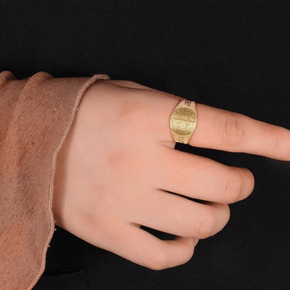JESUS St. Benedict Symbol Titanium Adjustable Ring - The Heavenly