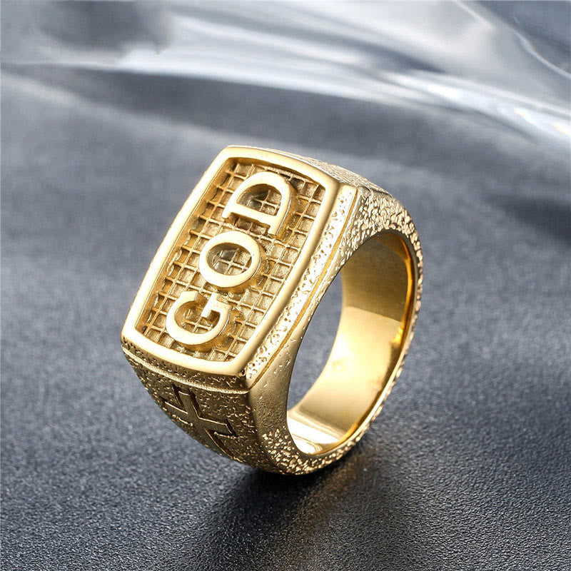 Retro Heavy Style GOD Divine Devotion Pattern Alloy Ring(3 color) - The Heavenly