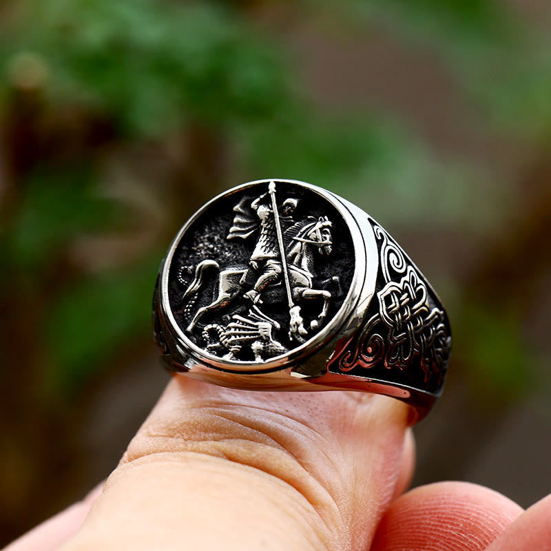Classic St. George Dargon Figurine Alloy Ring - The Heavenly