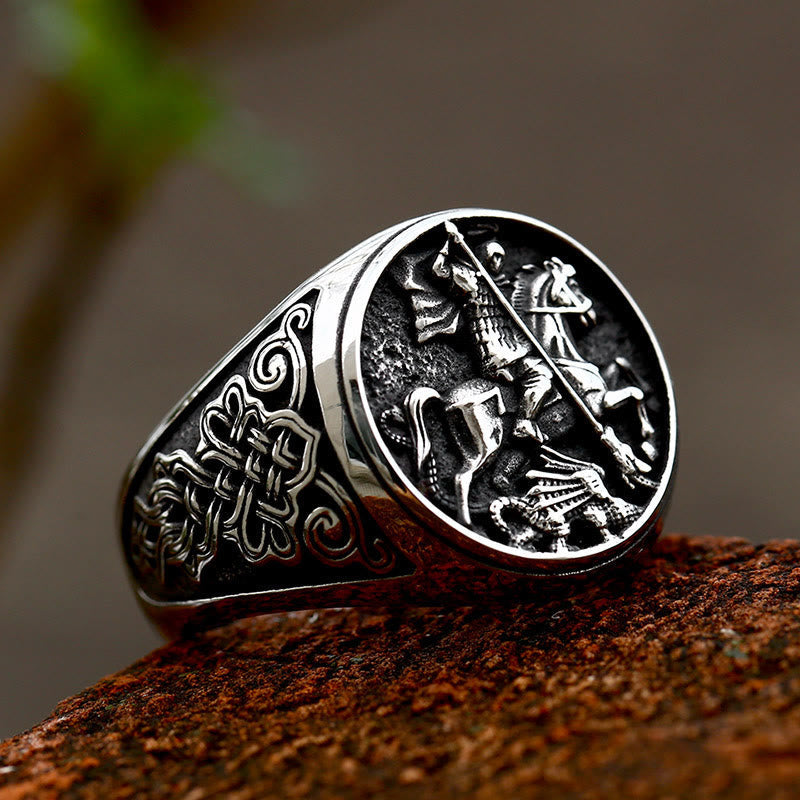 Classic St. George Dargon Figurine Alloy Ring - The Heavenly