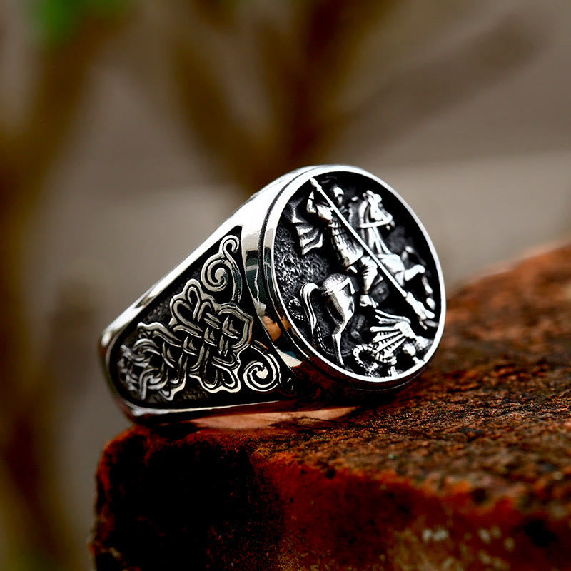 Classic St. George Dargon Figurine Alloy Ring - The Heavenly