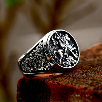 Classic St. George Dargon Figurine Alloy Ring - The Heavenly