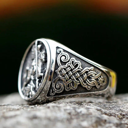 Classic St. George Dargon Figurine Alloy Ring - The Heavenly