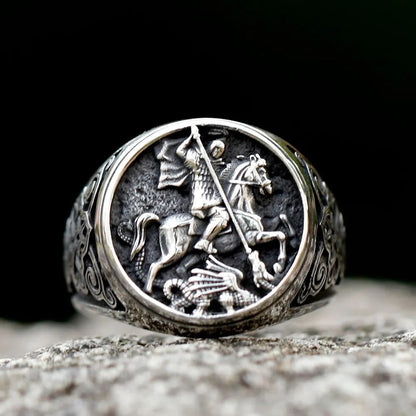 Classic St. George Dargon Figurine Alloy Ring - The Heavenly