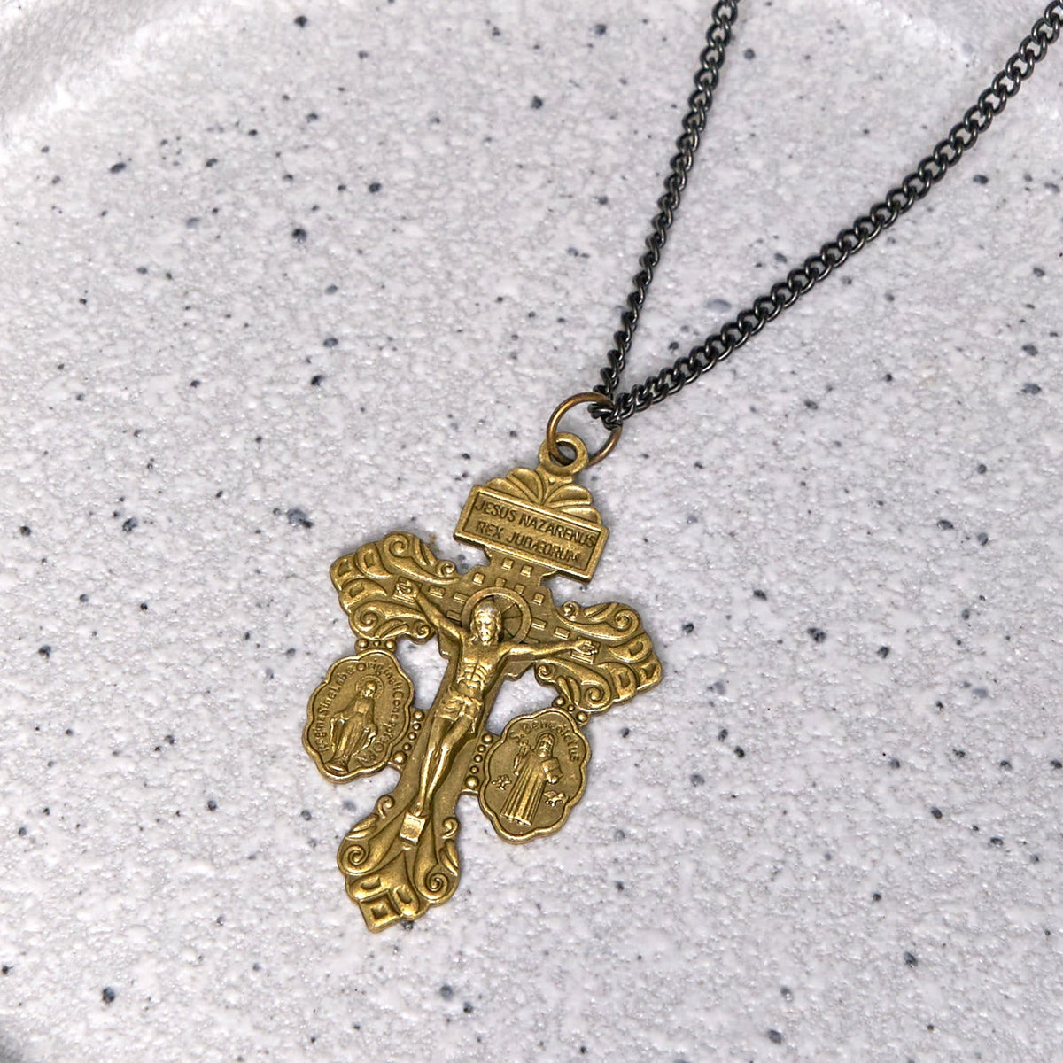 3 Colors Pardon Crucifix Double Sided Engraved Pendant Necklace - The Heavenly
