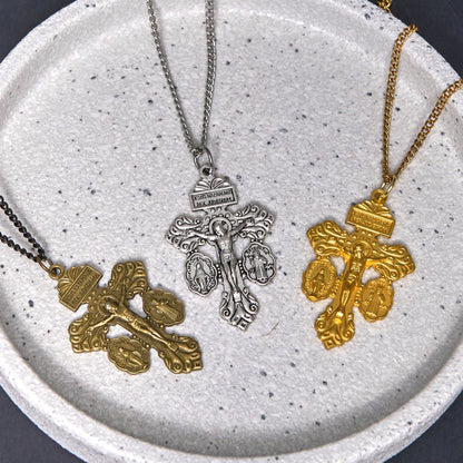 3 Colors Pardon Crucifix Double Sided Engraved Pendant Necklace - The Heavenly