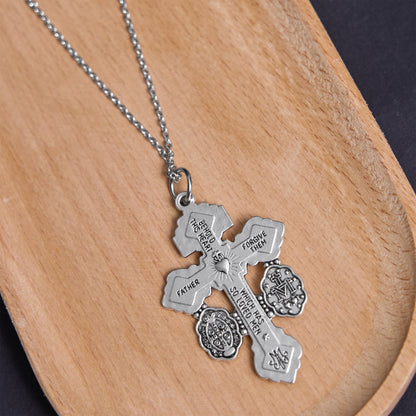 3 Colors Pardon Crucifix Double Sided Engraved Pendant Necklace - The Heavenly