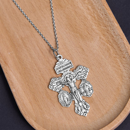 3 Colors Pardon Crucifix Double Sided Engraved Pendant Necklace - The Heavenly
