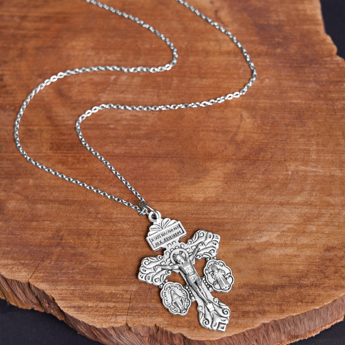 3 Colors Pardon Crucifix Double Sided Engraved Pendant Necklace - The Heavenly