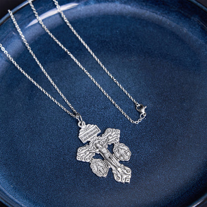 3 Colors Pardon Crucifix Double Sided Engraved Pendant Necklace - The Heavenly