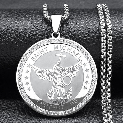 Saint Michael Protect Us Sacred Blessing Pendant Necklace - The Heavenly