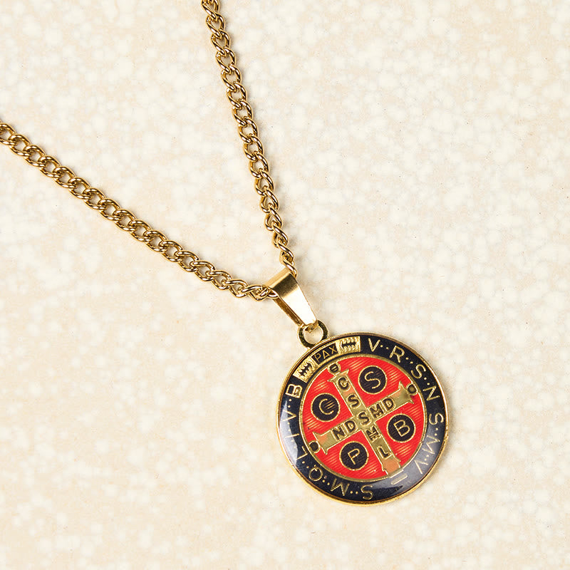 2 Color St. Benedict Symbol Protection Faith Pendant Necklace - The Heavenly
