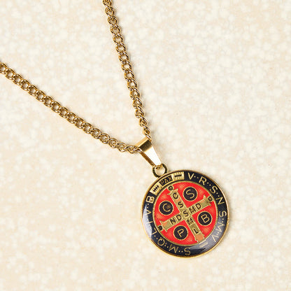 2 Color St. Benedict Symbol Protection Faith Pendant Necklace - The Heavenly