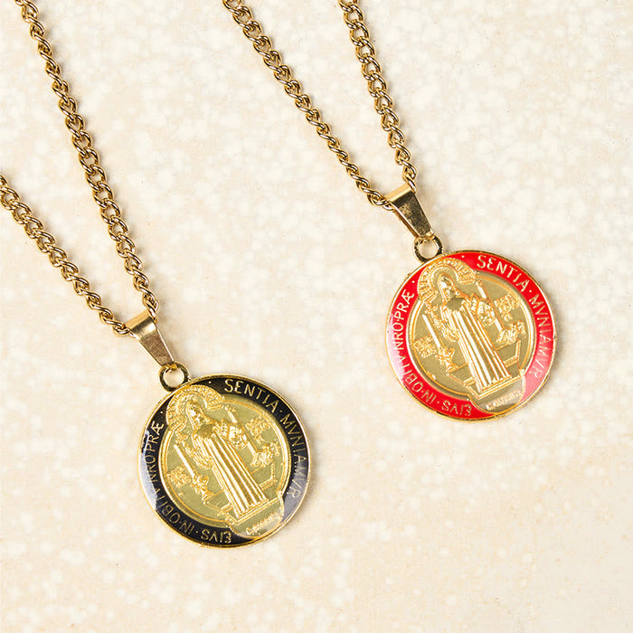 2 Color St. Benedict Symbol Protection Faith Pendant Necklace - The Heavenly